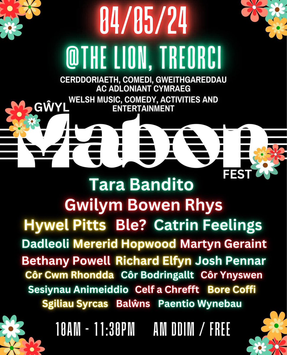 This will be a great day out! The first ever Gŵyl Mabon Fest in Treorci on the 4th of May 🏴󠁧󠁢󠁷󠁬󠁳󠁿