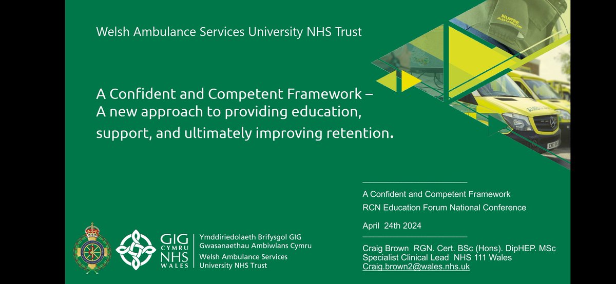NHScobweb's tweet photo. @RCNEdForum thank you for the fantastic opportunity to present a small sample of the brilliant work currently taking place in NHS 111 Wales. What a great conference and event, surrounded by so many supportive and inspirational speakers and delegates. Thank you all. https://t.co/i3El1TCecA