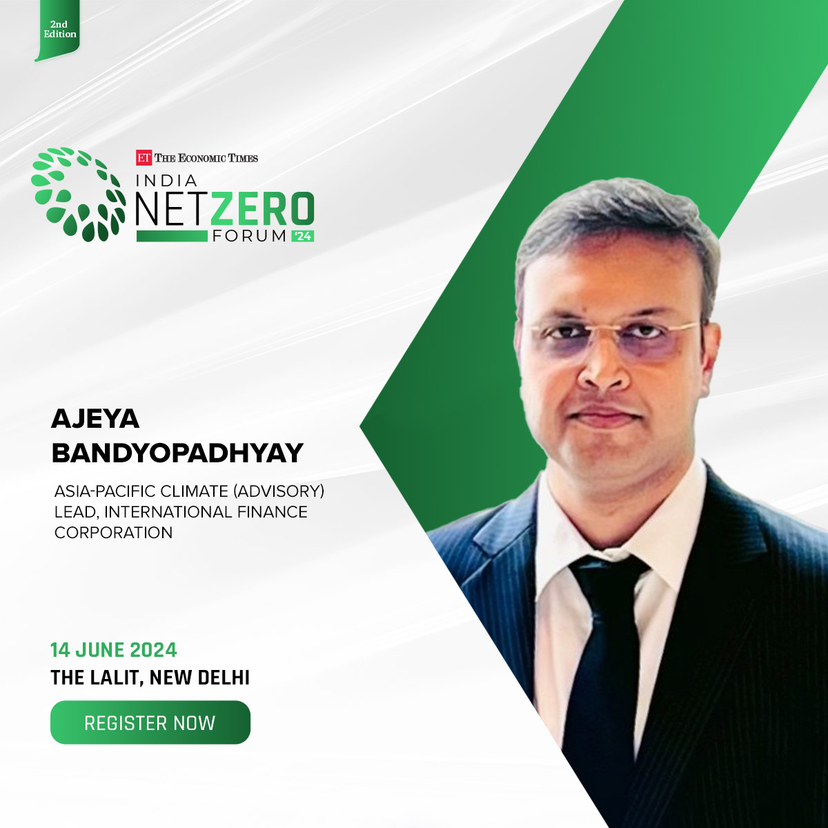 We're delighted to welcome #AjeyaBandyopadhyay from @IFC_org  to #ETIndiaNetZero, where we'll unravel the complexities of economic progress, technological advancement, & environmental responsibility. 

Register Now: bit.ly/4a9Nbek

#ETIndiaNetZero