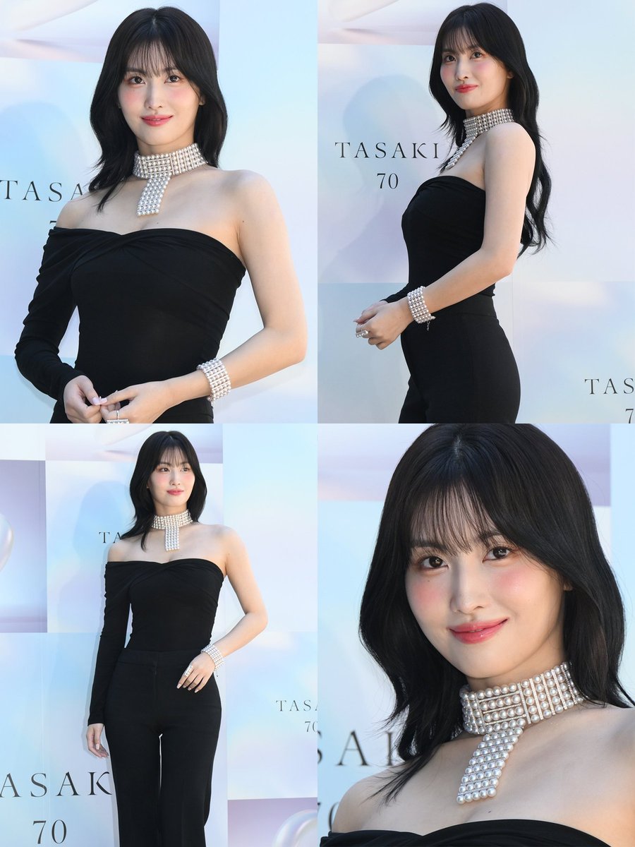 MOMO of TWICE looks gorgeous at the TASAKI exhibition event in Japan today.