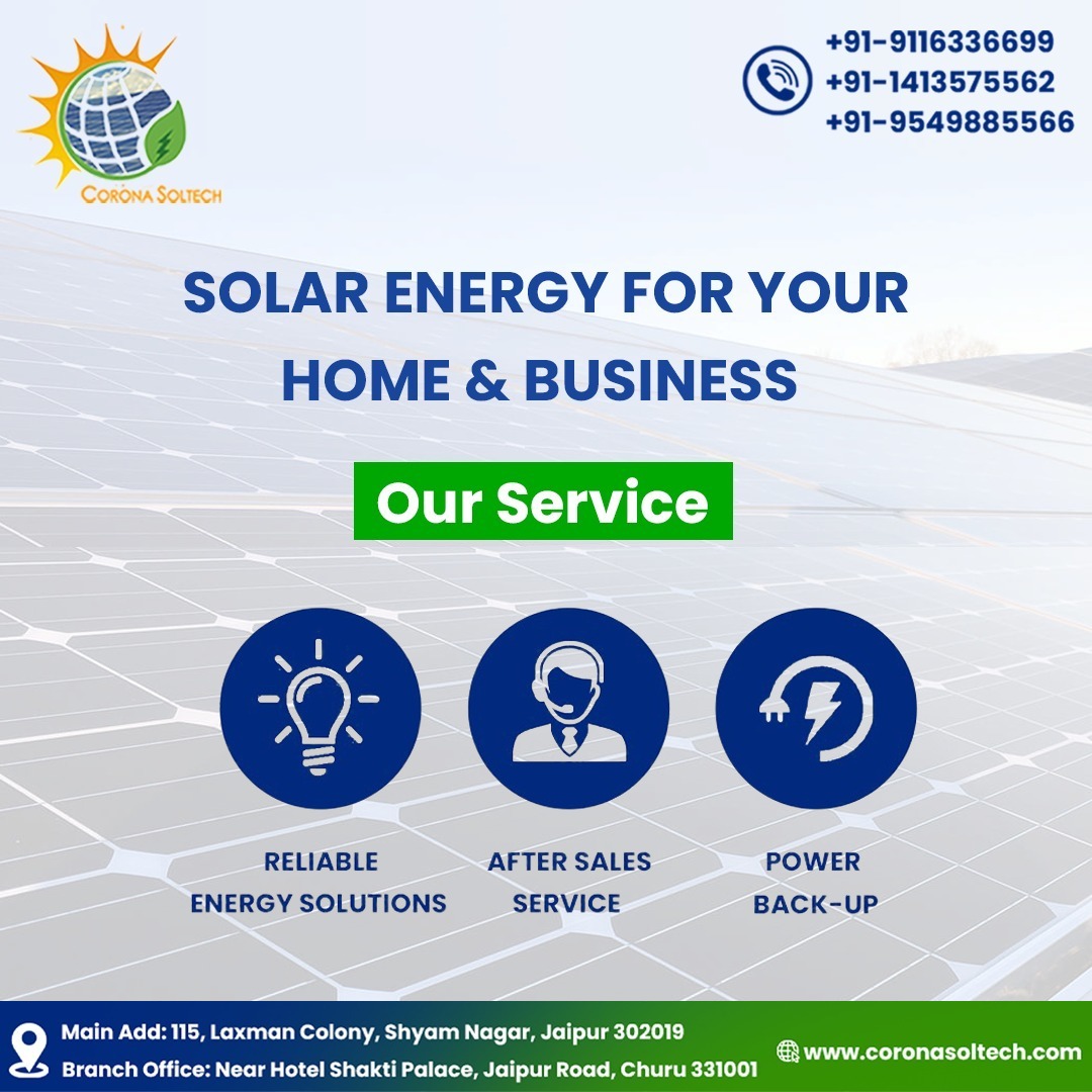 Corona Soltech provides reliable solar energy solutions for your home & business. Enjoy the benefits of clean energy, reduced electricity bills, and peace of mind with our after-sales service and power backup options. #SolarEnergy #SaveMoneyOnElectricity #CoronaSoltech #HomeSolar