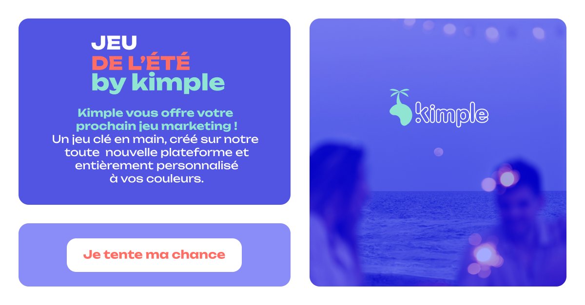 [Grand jeu de l’été] Derniers jours pour tenter de gagner votre jeu développé sur Kimple avec la Team Kimple ! 🌞Et oui, la Team #Kimple vous propose une mécanique aux couleurs de l’été avec pour lot gagnant : votre jeu. 🎁C’est à vous de jouer ! ➡️ kimple.co/website/jeu-et…