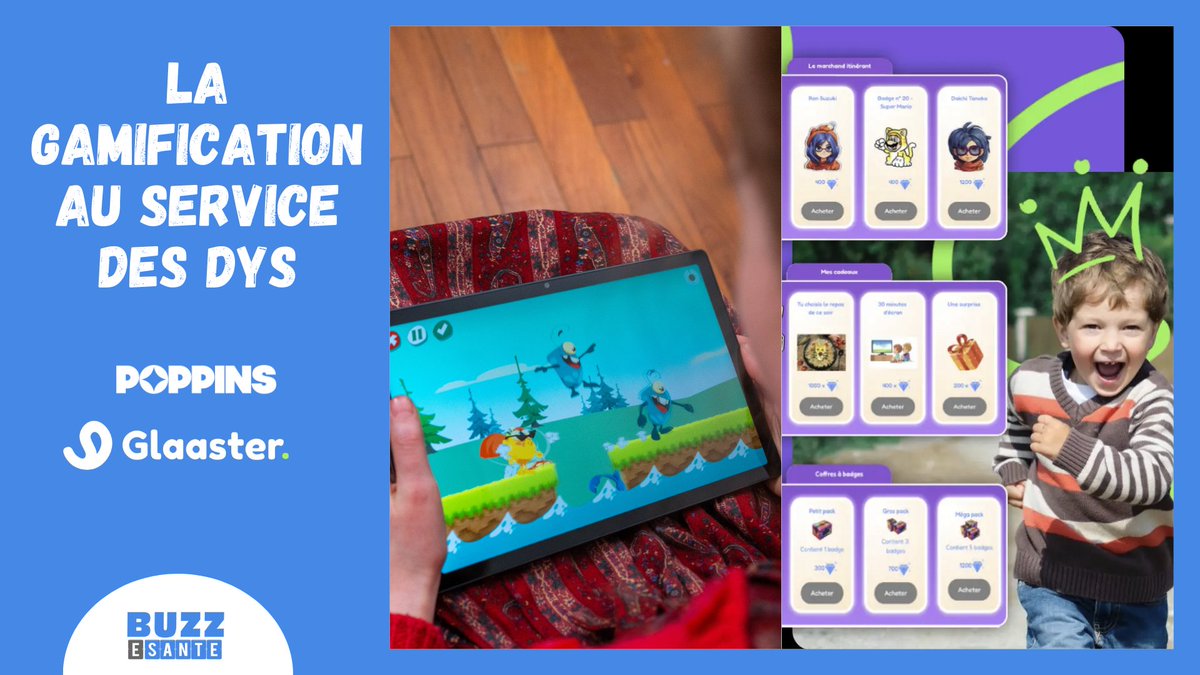 Le numérique, notamment via la gamification, apporte de nouvelles solutions pour accompagner les enfants DYS. ✨ Focus sur 2 start-up innovantes : Poppins et Glaaster. 👉 A découvrir sur Buzz E-santé : buzz-esante.fr/la-gamificatio… #esante #dys #Dtx #hcsmeufr