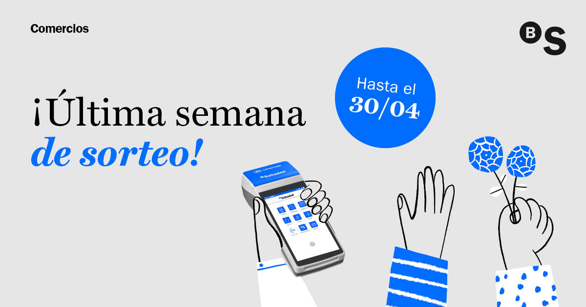 BancoSabadell's tweet photo. ¡Última semana del sorteo! Si tienes un comercio debes saber que tu #TPVSmart te está esperando. La promoción es válida para altas de nuevos #TPVSmart realizadas hasta el 30 de abril. Más info: https://t.co/m9nvM1ixux https://t.co/dGtdjTcRk5