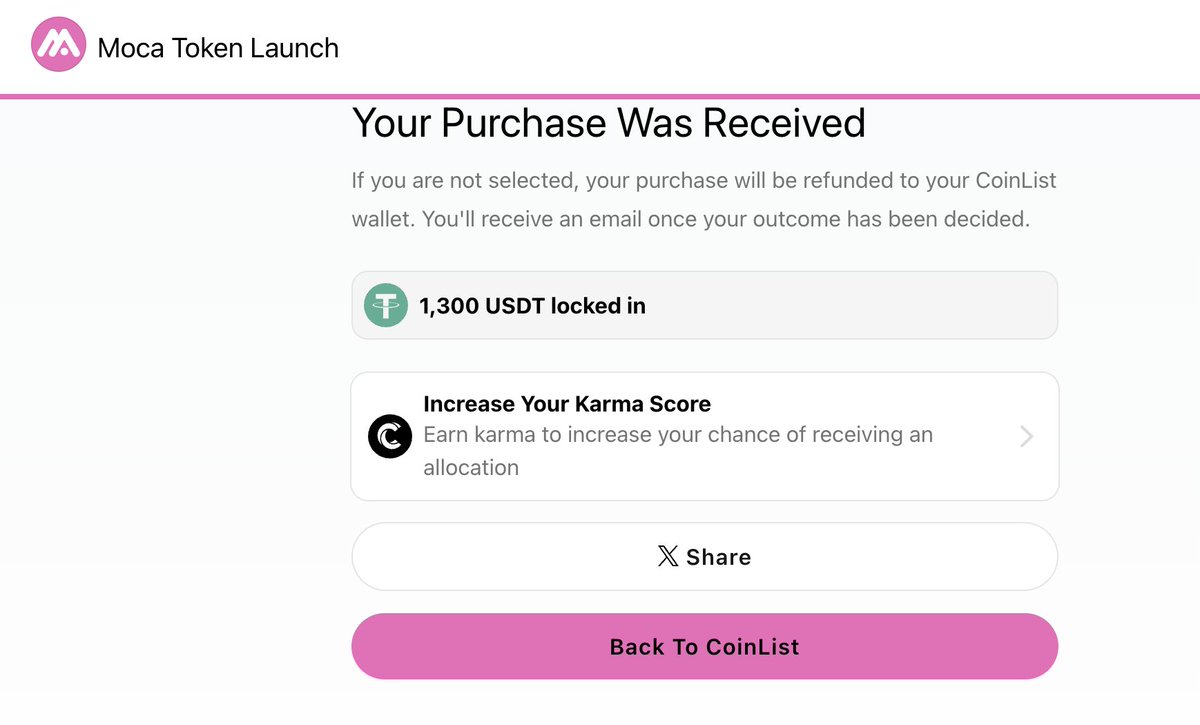 ✨ $MOCA Public Sale'e Katıldım ✨ İlk 24 Saatte katılanların kazanma şansının daha fazla olduğu $MOCA Public Sale için 6 Garanti + 7 Waitlist Lot için 1300$ Deposit ettim. Nasıl katılırız? ➖ coinlist.co/moca sitesine giderek adımları takip ederek Moca ID bağlantını…