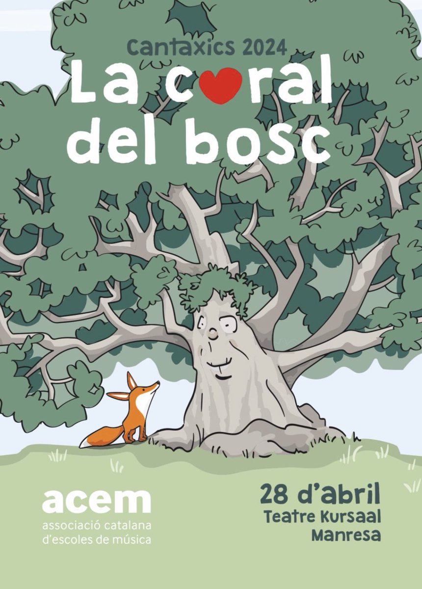escolamusicata1's tweet photo. El diumenge 28 d’abril es celebrarà al Teatre Kursaal de Manresa la XV edició de la Cantaxics. Una cantata dirigida a l’alumnat d’escoles de música de la franja de 3 a 8 anys anys amb música de Bernat Giribet, il·lustracions de Cristina Villa i lletres i conte de Manel Justícia. https://t.co/2PVDBB9mhD