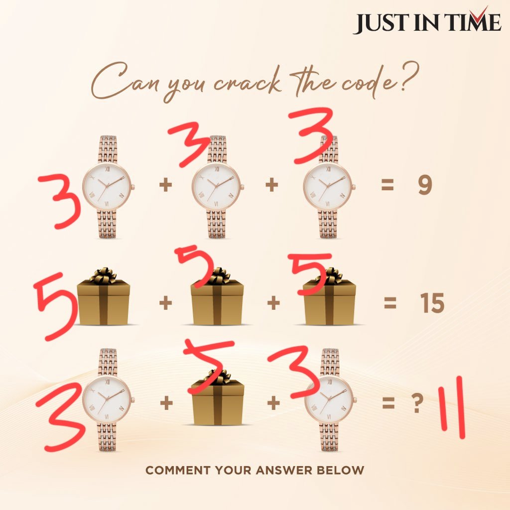 @justintimewatch 💁 11
Tag- 
@Jonty_jaj @cuteushakumari @Kinjal__01 
#JustInTime #ContestAlert #Puzzle #WatchLovers #WatchMania #ContestTime