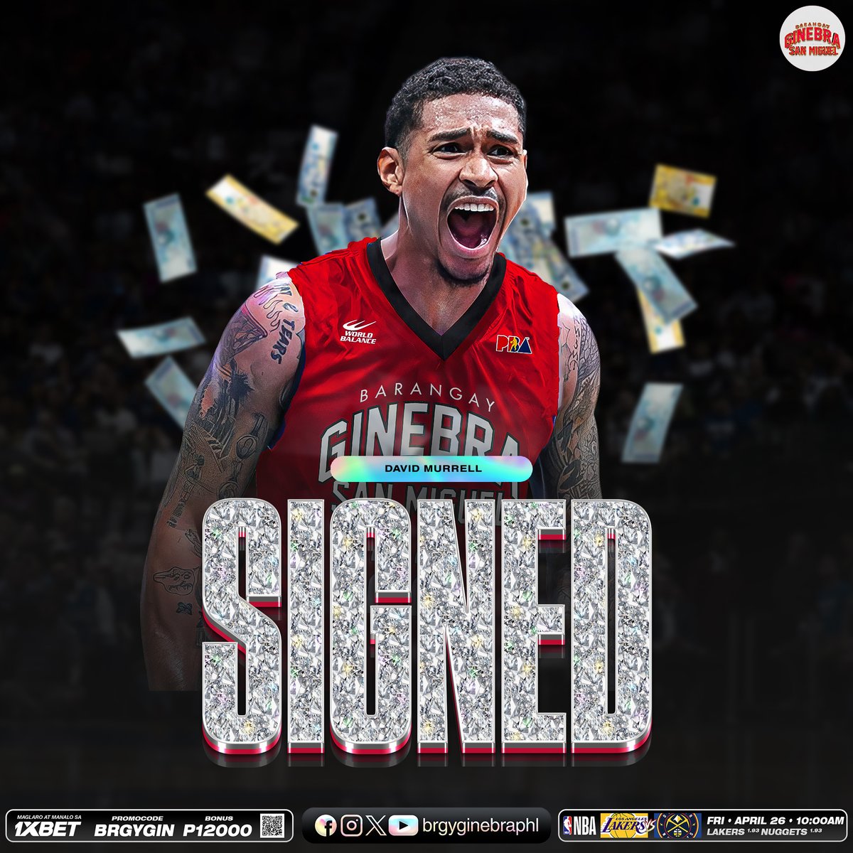 BARANGAY Ginebra officially picked up free agent David Murrell and relegated veteran guard Jared Dillinger to the unrestricted free agent with rights to salary. Source: spin.ph