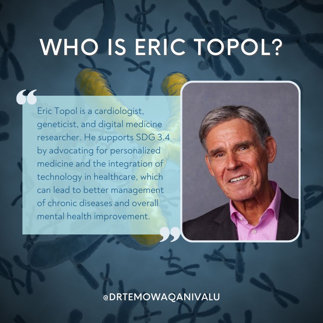 Advancing #HealthTech, Dr. Eric Topol embodies #SDG3.4, battling #NCDs with cutting-edge #DigitalHealth solutions. Personalized care is the future for #ChronicDisease management and mental wellness. #drtemowaqanivalureviews #temowaqanivalureviews #DrTemoWaqanivalureviews