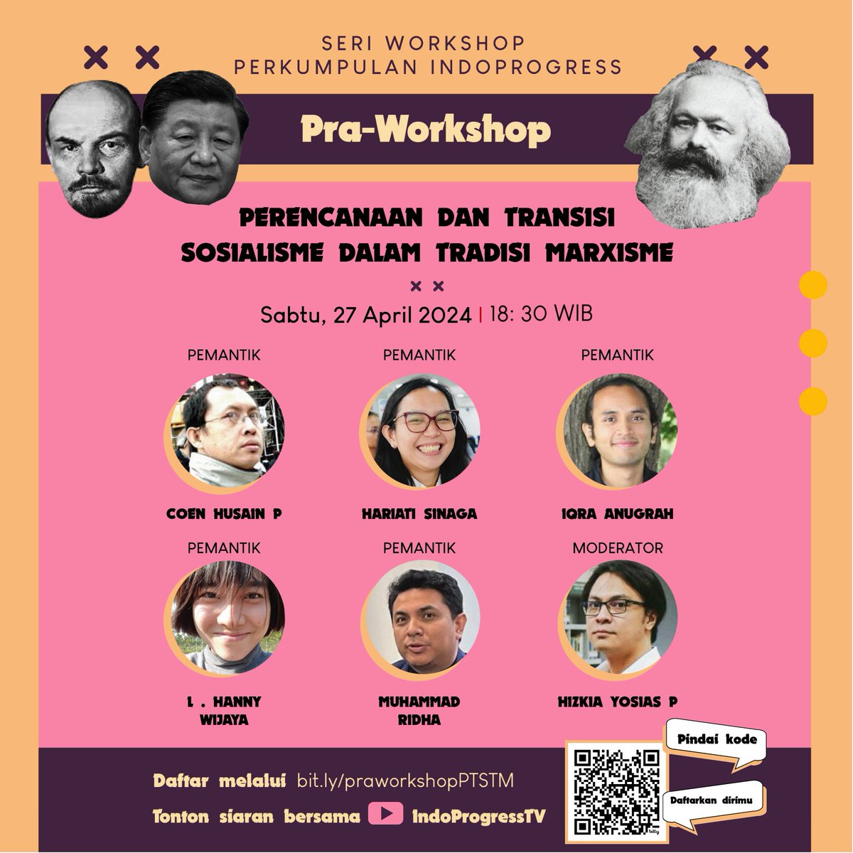 indoprogress's tweet photo. Jangan bilang, kalian masih ragu untuk bergabung dalam workshop Perencanaan dan Transisi Sosialisme dalam Tradisi Marxism...

Apakah kalian merasa butuh pendahuluan untuk bergabung dalam perdebatan ini?

Yuk, hadiri pra-workshopnya! 

Cek poster untuk informasi lengkapnya! https://t.co/V2OrO6QW0U