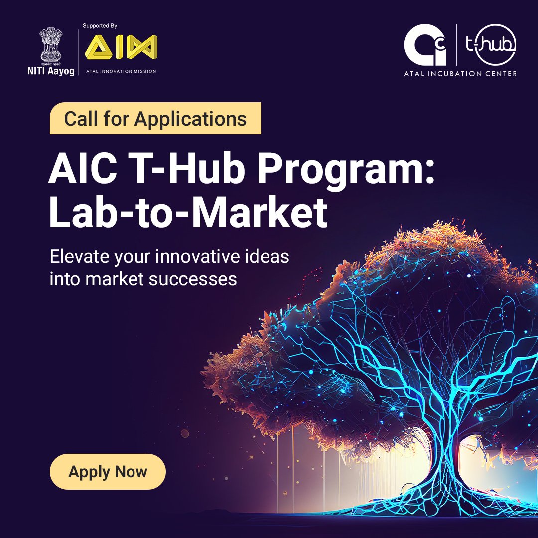Unlock your research's market potential with the AIC T-Hub Program: Lab-to-Market, which offers expert guidance in market dynamics, product optimization, and strategic plan development.  

Apply Now bit.ly/3VJb9cb

#AICTHub #InnovateWithTHub