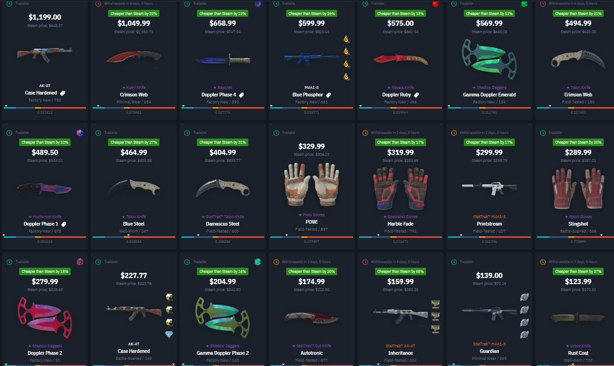 Upgrade your inventory with @BitSkinsCom For sale Items with prices from $20 to $1200, lowest prices on site. With private sale up to 5% additional discount, send DM if you interested 👉 bitskins.com/store/cs2/DiMa… 👈