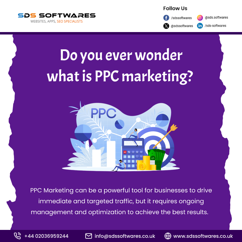 Do you ever wonder what is PPC marketing?
PPC Marketing can be a powerful tool for businesses to drive immediate and targeted traffic.

Visit us at: sdssoftwares.co.uk

#ppcadvertising #ppcmarketing #smoservices #socialmediamarketing #socialmediamarketingstrategy