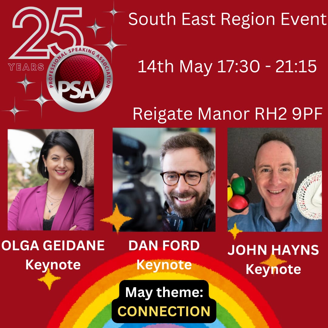 ⭐Book today to join The PSA South East for a fantastic evening of Connecting Through Your Speaking on 14 May from 17:30 - 21:15 at @ReigateManor - The sooner you book the cheaper the ticket price! thepsa.co.uk/event/psa-sout…