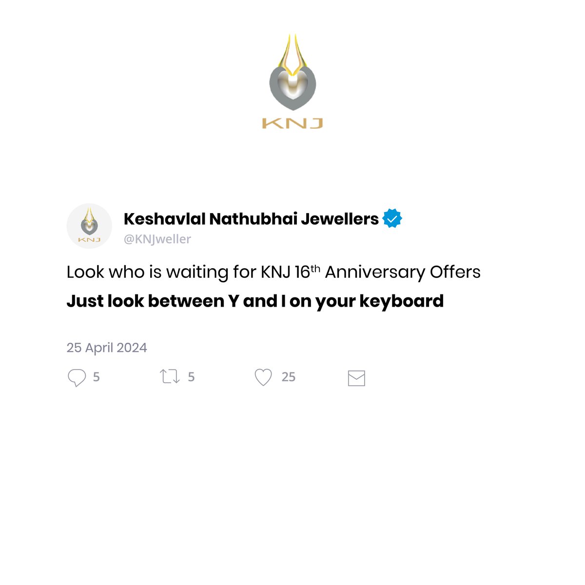 KNJ's 16th anniversary is coming! Who's excited? #16YearsOfTrust

#topical #topicalpost #trending #trendingtopic #trendingnow #jewellery #jewelleryshop #jewellerydesign #anniversary #anniversarycelebration #KNJ #knjjeweller #keshavlalnatubhaijeweller #nashik