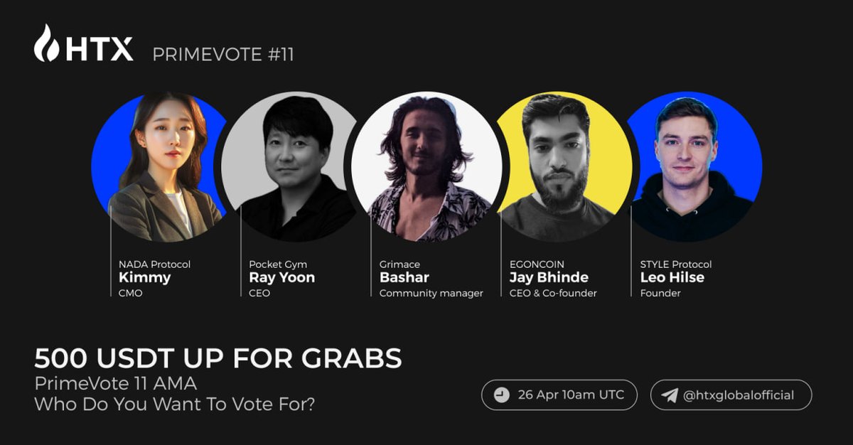 HTXCommunity's tweet photo. #HTX PrimeVote 11 AMA
🎁 $500 #Giveaway 

✅ Follow @HTXCommunity @HTX_Global 

🔁 RT+tag 3

🔥 Invite your friends to join #HTX Telegram: https://t.co/mWD3TIWE4E

📣 Tag them in the TG AMA chat with #PrimeVote 

Join now: https://t.co/rEi2tvysni https://t.co/ici1ZYtGqL