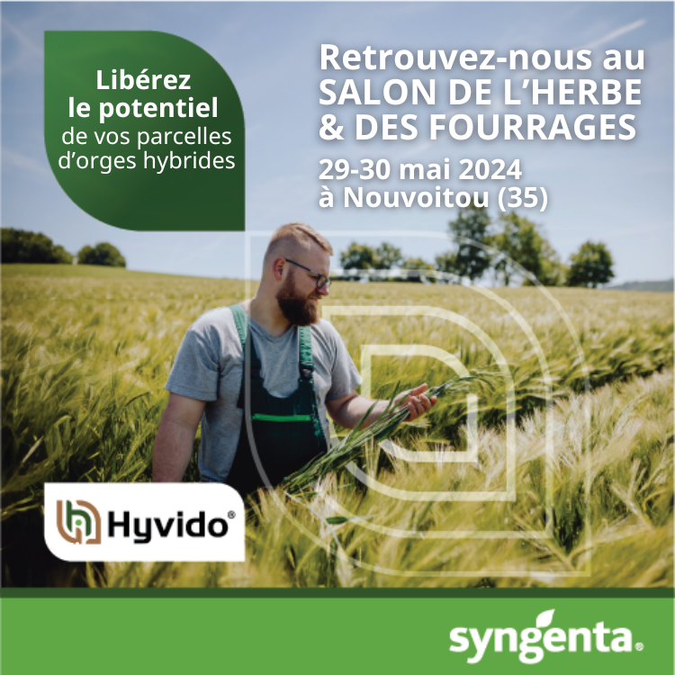 [#Salondel'herbeetdesfourrages2024 📢]

🌾 Retrouvez-nous les 29 et 30 mai au Salon de l'herbe et des fourrages 🐄 à Nouvoitou (35), près de Rennes 🎉

Pour notre 1ère participation, venez découvrir une vitrine végétale de 200m2 avec nos orges hybrides Hyvido® 🌾