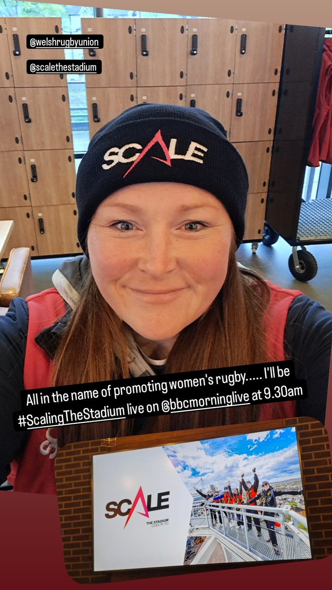 Caryl_Thomas1's tweet photo. All in the name of promoting women's rugby.... 

I'll be scaling the stadium #scalethestadium @ScaleTheStadium @WelshRugbyUnion live on @BBCMorningLive at 9.30am https://t.co/lfsjmgPzB4