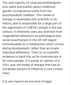 Capture and irresponsibility BPS? The evidence
Quotes from Chair of @BPSSexualities on his linkedin:
Bemoaning withdrawal of puberty blockers 
Grossly misrepresenting status of evidence
Slamming psychotherapists...
And 'bigots' of course
Bigot is as Bigot does, Bigotmeister?