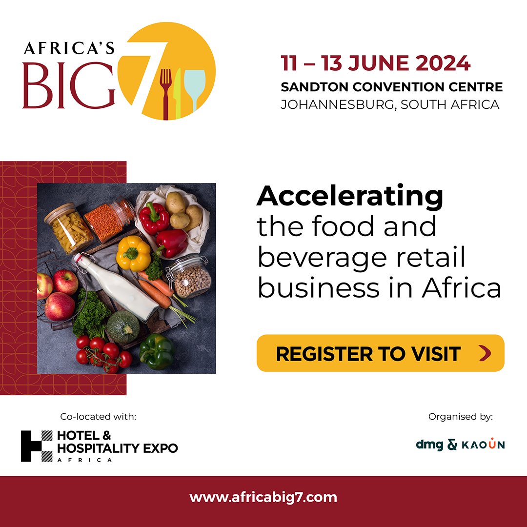 Mark your calendars for June 11 - 13th, for Africa's Big 7. Connecting buyers, suppliers, and traders all under one roof and turning ideas into reality.
Don't miss out! Register now for this incredible chance: bit.ly/49Rkkv6

#AfricasBig7 #FoodAndBeverage #AfricaBig7