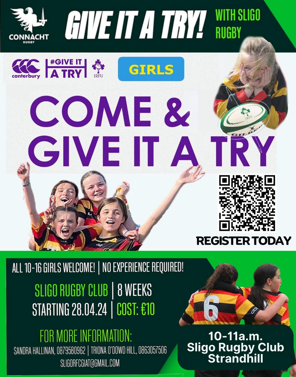 Give it a try - Girls Rugby - Sligo Rugby Club - starting 28 April