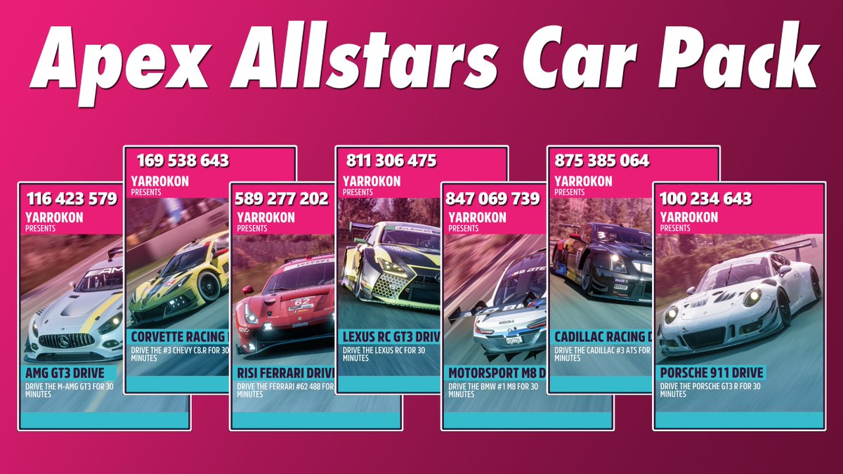 The Forza Horizon 5 Apex Allstars Car Pack Super 7's!

You get a 30 minute drive to check each car and get some #VirtualPhotography in.

Check blow 😎👍

#Forza #ForzaHorizon #ForzaShare #ForzaHorizon5 #PCGaming #PCGamer #PCGamePass #XboxGamePass #XBoxGamer #XBoxShare #BVP