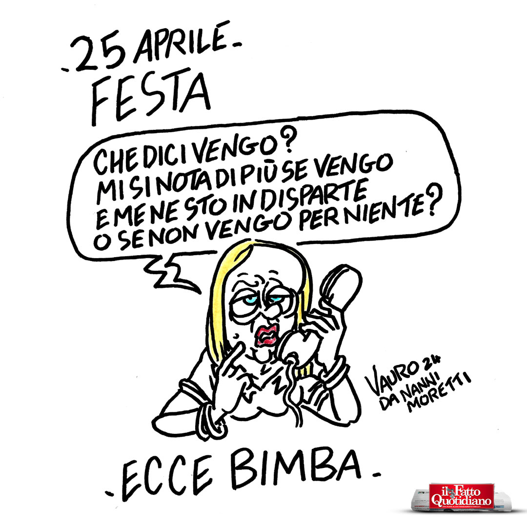 In edicola @fattoquotidiano 🔴 LA NUOVA VIGNETTA DI VAURO #25aprile #Meloni #FestadellaLiberazione
