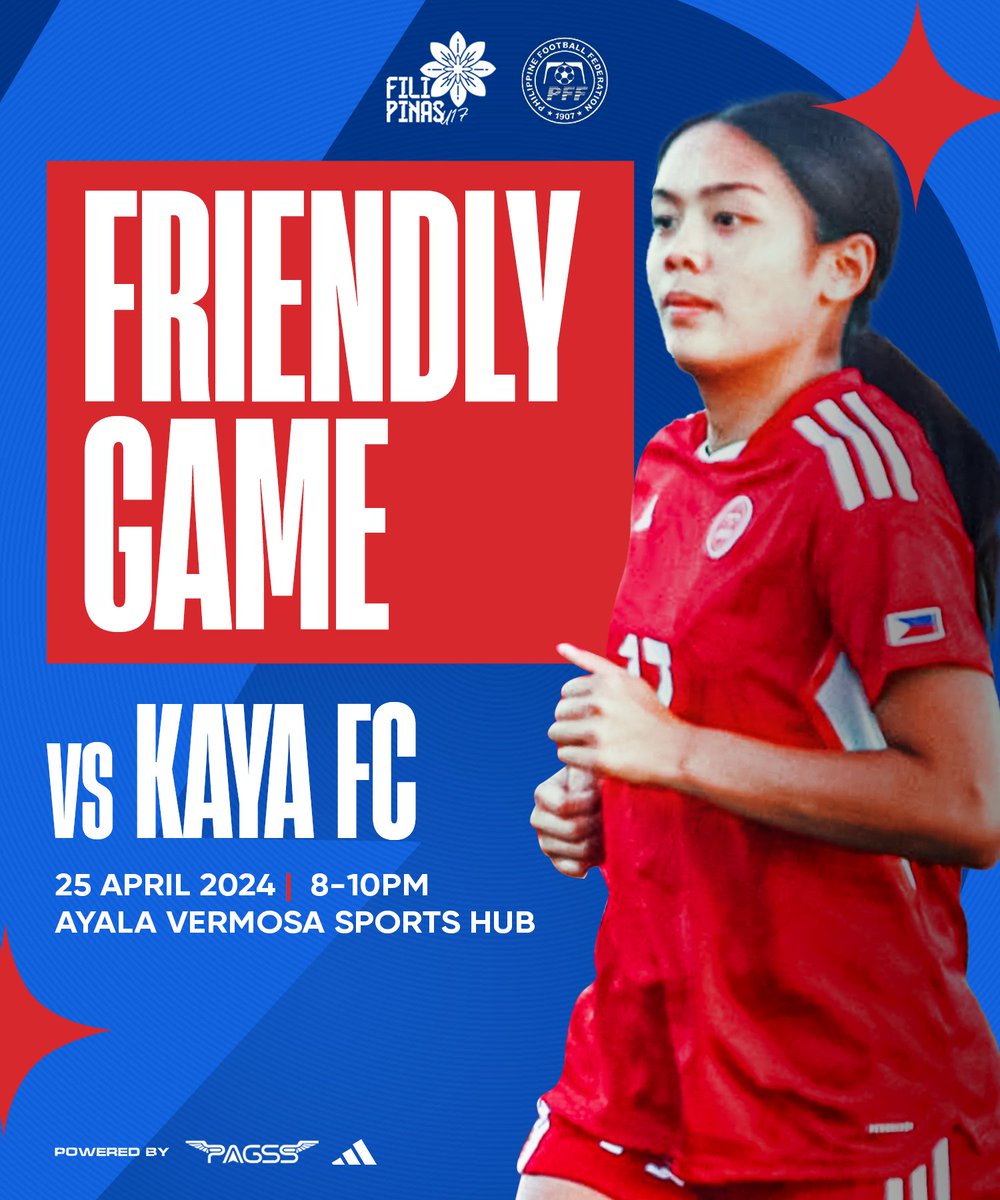The #FilipinasU17 will have a friendly game with Kaya FC Women today at the Ayala Vermosa Sports Hub at 8:00 PM. The match is open to all spectators. Come and support your U17 PWNT. Laban Filipinas!