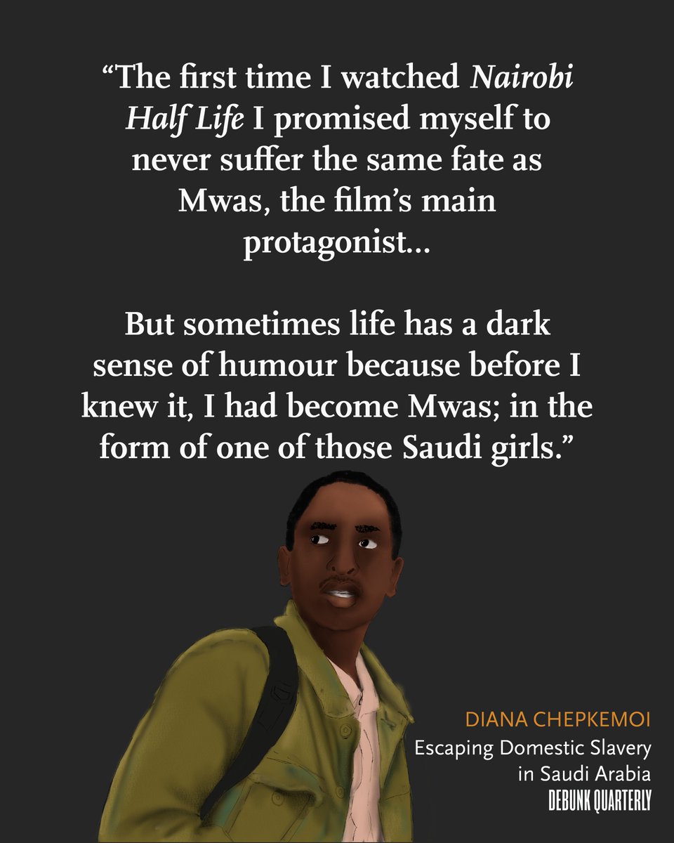 debunkdotmedia's tweet photo. Remember Nairobi Half Life’s plot? Mwas, the village boy, heads to Nairobi dreaming to be an actor but ends up nearly destroyed by the city's intense hustle. @chepkemoi_D, also from a village and full of dreams, was convinced her life would never end up like Mwas. At least, that's what she thought. #EscapingDomesticSlaveryinSaudiArabia 

Read the full story (reader discretion is advised): https://t.co/PnUfkiaFbx