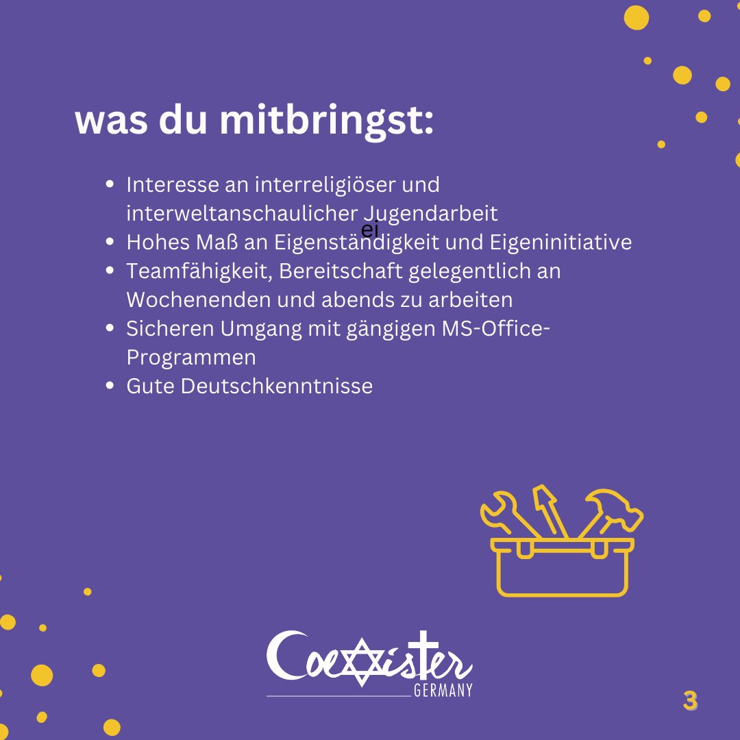 CoexisterDE's tweet photo. 👉Wir suchen DICH!

Hast du Lust sozialen Frieden durch Jugendarbeit in Deutschland zu stärken? 

Wir stellen zum 01.06.2024 eine Honorarkraft ein.

🔗Mehr Infos: https://t.co/iqsJSzcEEX https://t.co/p6CAj57nS5