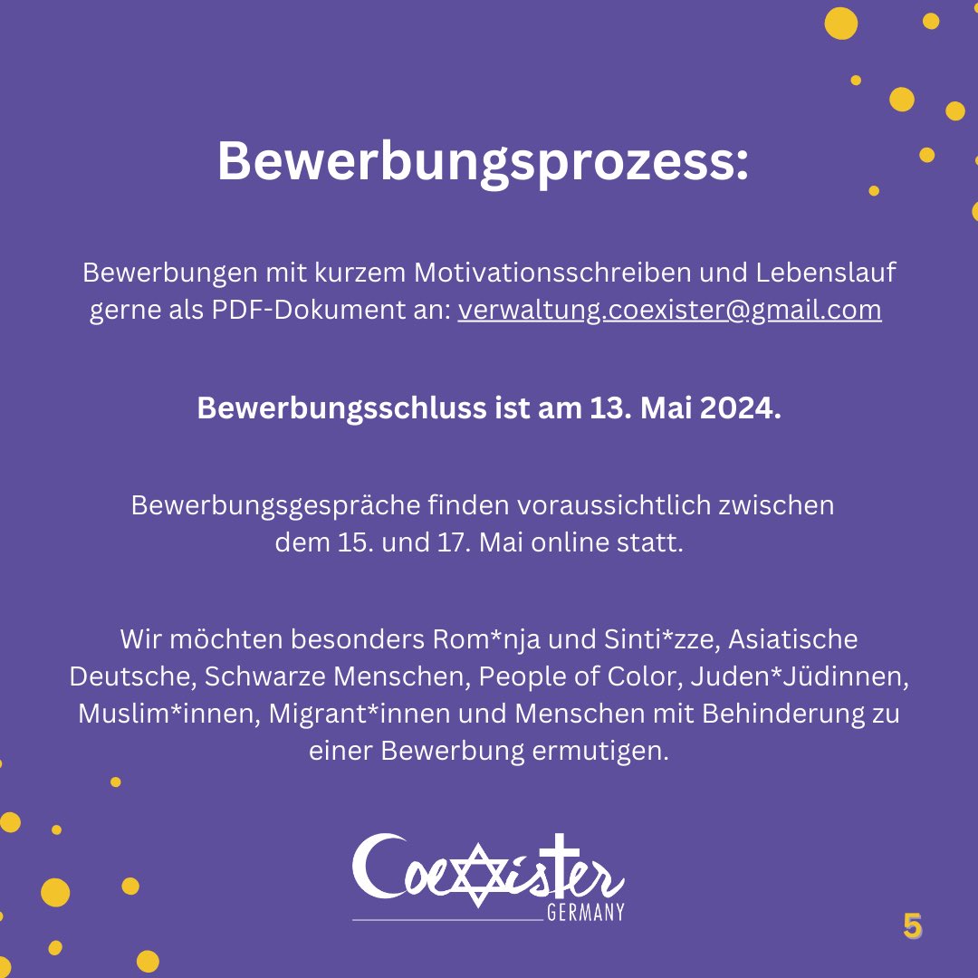 CoexisterDE's tweet photo. 👉Wir suchen DICH!

Hast du Lust sozialen Frieden durch Jugendarbeit in Deutschland zu stärken? 

Wir stellen zum 01.06.2024 eine Honorarkraft ein.

🔗Mehr Infos: https://t.co/iqsJSzcEEX https://t.co/p6CAj57nS5