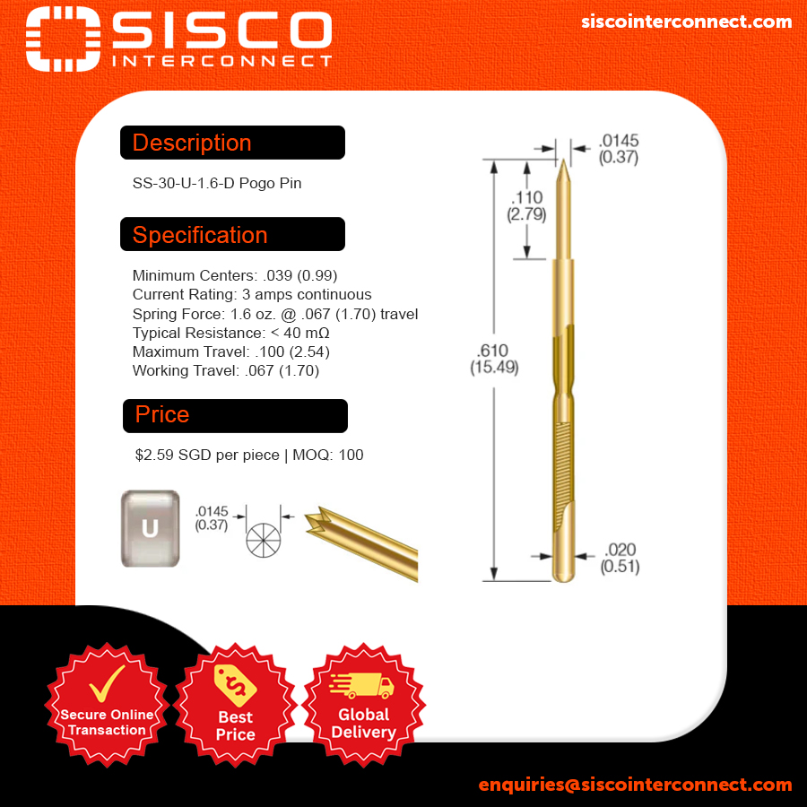 SS-30 Pogo Pin
Product link: tinyurl.com/y3abu2v4
Find out more at siscointerconnect.com

Ready Stock | Worldwide Shipping | Secure Online Transaction

#engineering #supplier #electroniccomponents #semiconductor #components #technology #probes #contactprobes #pogopin