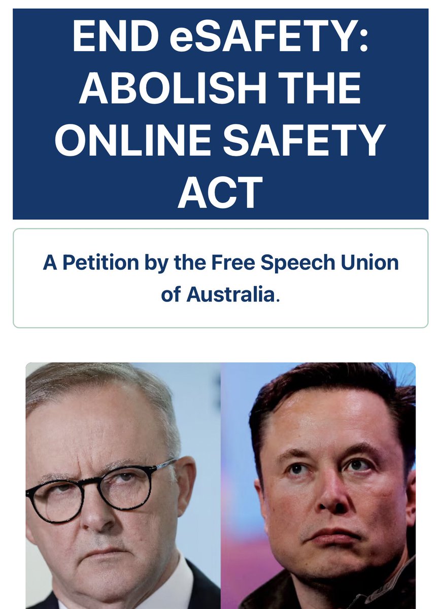 Sign our petition to abolish the eSafety Commissioner! We’ve seen over the past few weeks the threat she poses to free speech, democracy, and Australia’s international reputation. Australians shouldn’t have to put up with this. Sign the petition here - endesafety.au