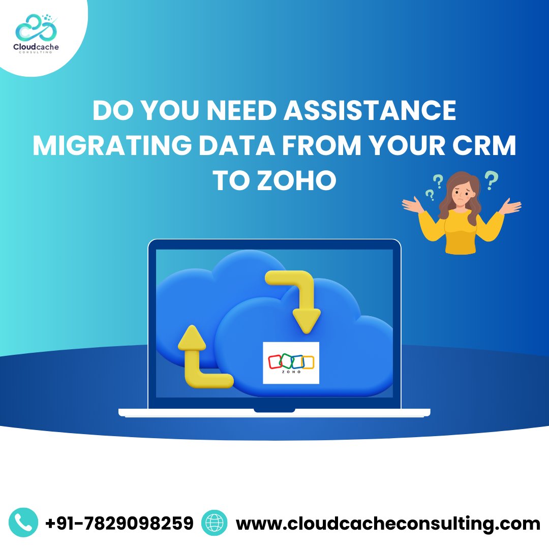 You can transfer #data from your current CRM system to Zoho CRM without losing any data with the assistance of our committed team of #Zoho #Migration  Specialists.
Visit Us: bit.ly/49RkmCy
#datamigration #zohocrm #zohocrmdatamigrationservices #zohodatamigration