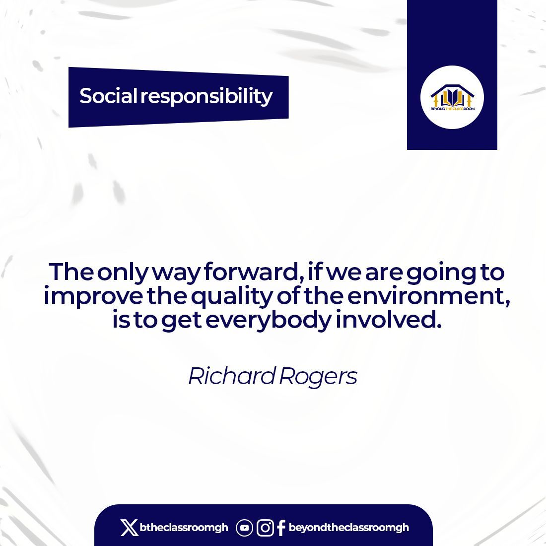 Together, we can make a difference! What small step can you take today towards a more sustainable future? 
#SocialResponsibility 
#TogetherWeCan 
#Sustainability 
#BeyondTheClassroom
#BTC
#BeyondTheClassroomSocialResponsibility
#BTCSocialResponsibility