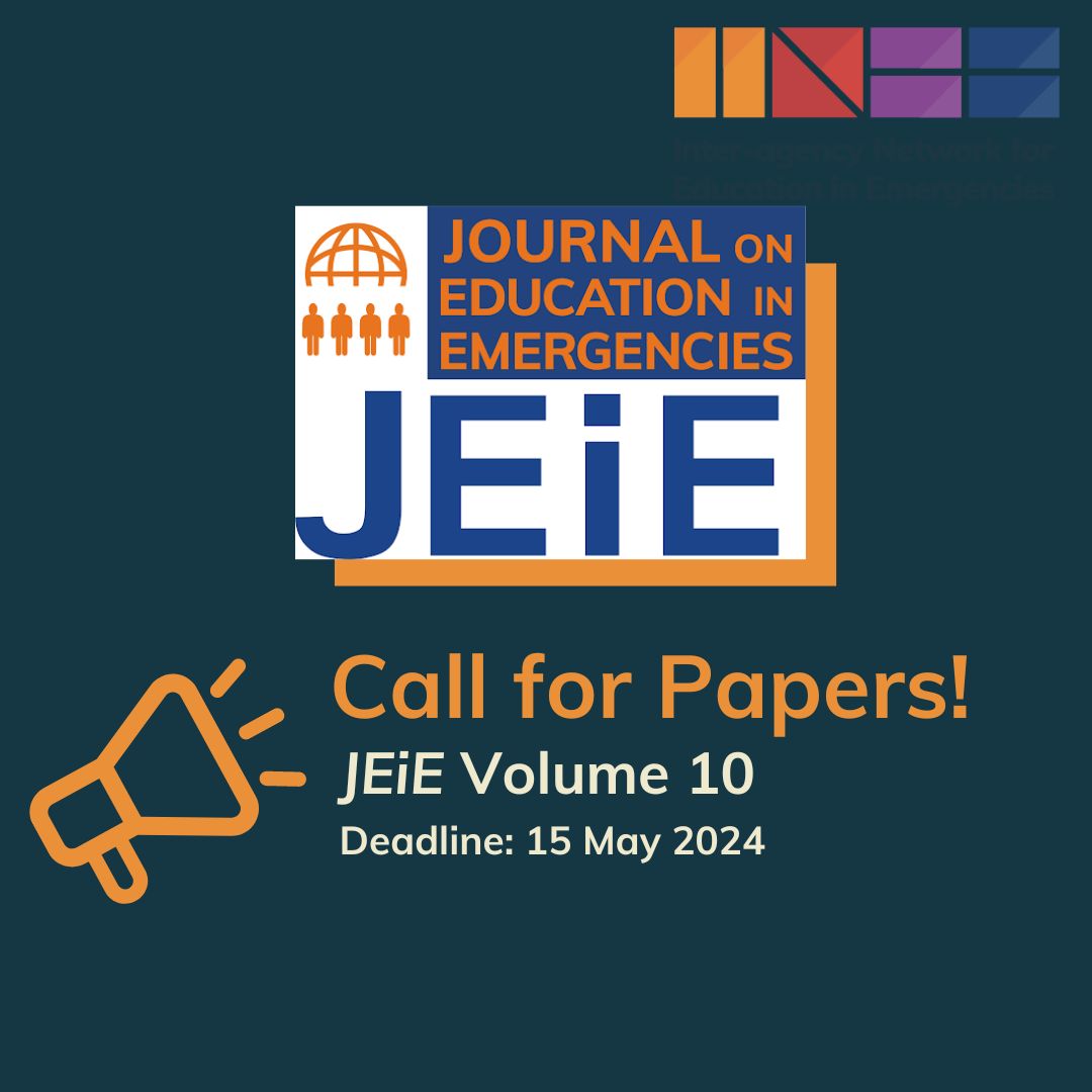 [REMINDER] 3 weeks left to submit research articles and field notes that address education challenges and opportunities in humanitarian and development settings to #JEiE Volume 10. Deadline: May 15, 2024 Read more at inee.org/journal/call-f… And: inee.org/journal/inform…