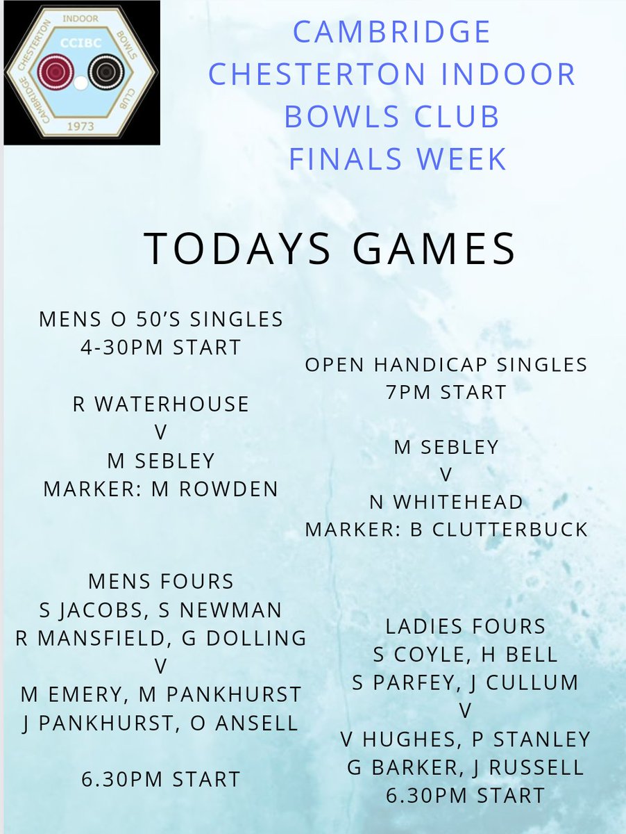 Last Day Of The Club Finals. Make sure to pop on down and give all the Finalists your great Support #bowls #welovebowls #indoorbowls