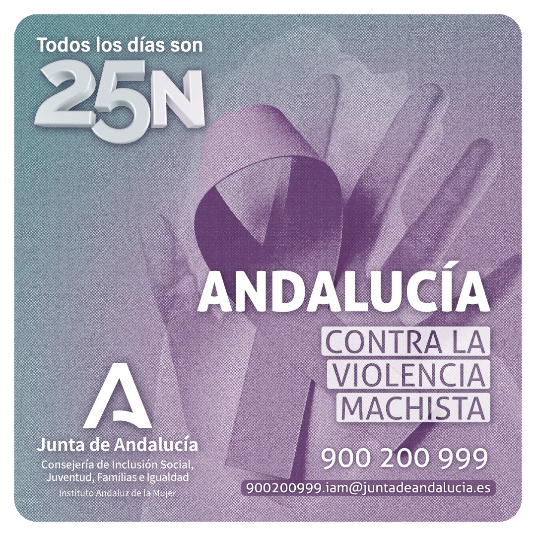 ⚫ Hoy, como cada día 25, recordamos a todas las víctimas de #ViolenciaDeGenero y condenamos cualquier tipo de #ViolenciaMachista.

Todos los días son #25N.

#AndaluciaContraLaViolenciaMachista
#NiUnaMenos