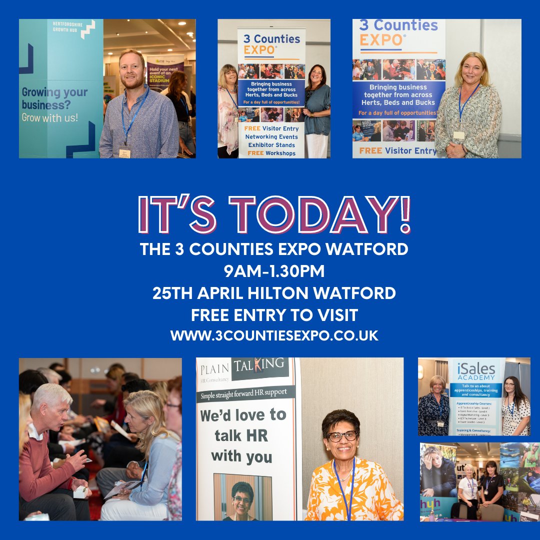 Calling all business owners 
Just turn up today from 9am-1.30pm
Free entry, free parking and free refreshments
25th April Hilton Watford

#3countiesexpo #watford #watfordcommunity #watfordvenues #watfordvenuehire #watfordbusiness #watfordforyou