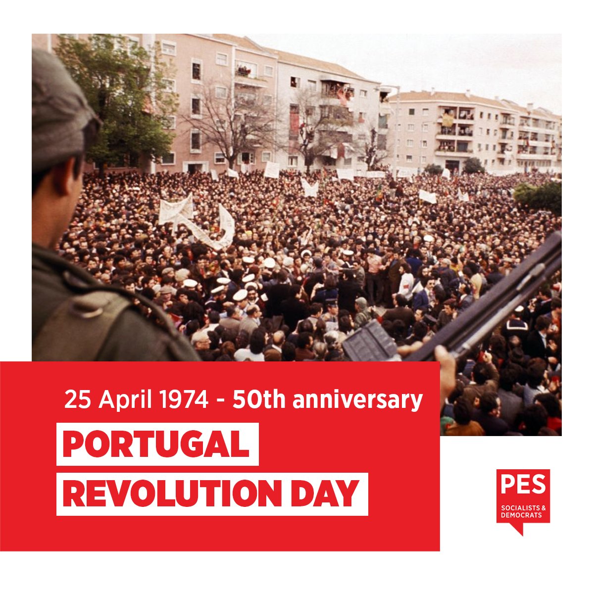 🇵🇹 Today we join our Portuguese friends in celebrating the 50th anniversary of the Carnation Revolution, that ended almost half a century of dictatorship. Our common candidate @NSchmitPES will this afternoon join the commemoration with @psocialista & @PNSpedronuno.