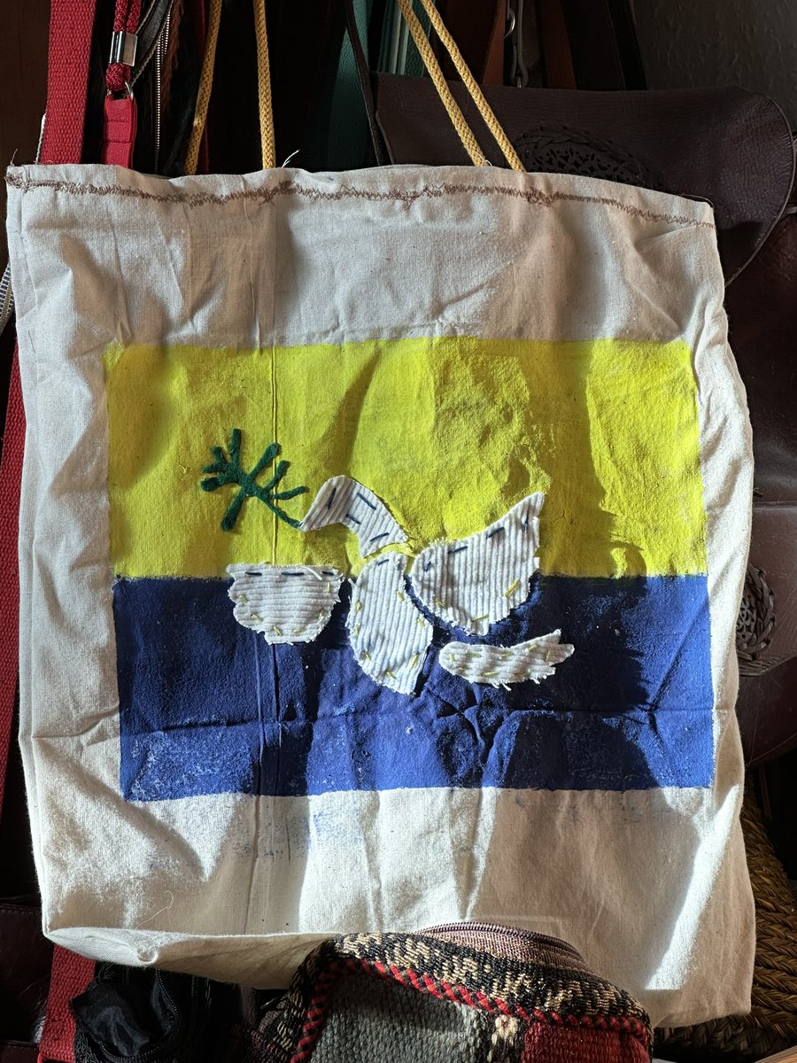 Grandson painted and sewed me a bag - peace for Ukraine!