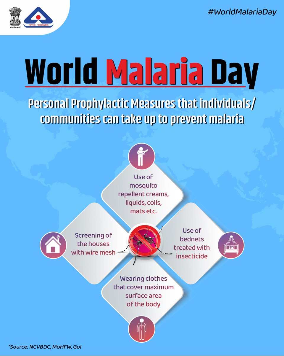 World Malaria Day. We can fight malaria together! With personal prophylactic measures, each one of us can contribute to India’s fight against malaria. @MoHFW_INDIA @AyushmanNHA @WHO @jagograhakjago @ICMRDELHI @aiims_newdelhi #Malaria #BIS #MalariaDay #WorldMalariaDay