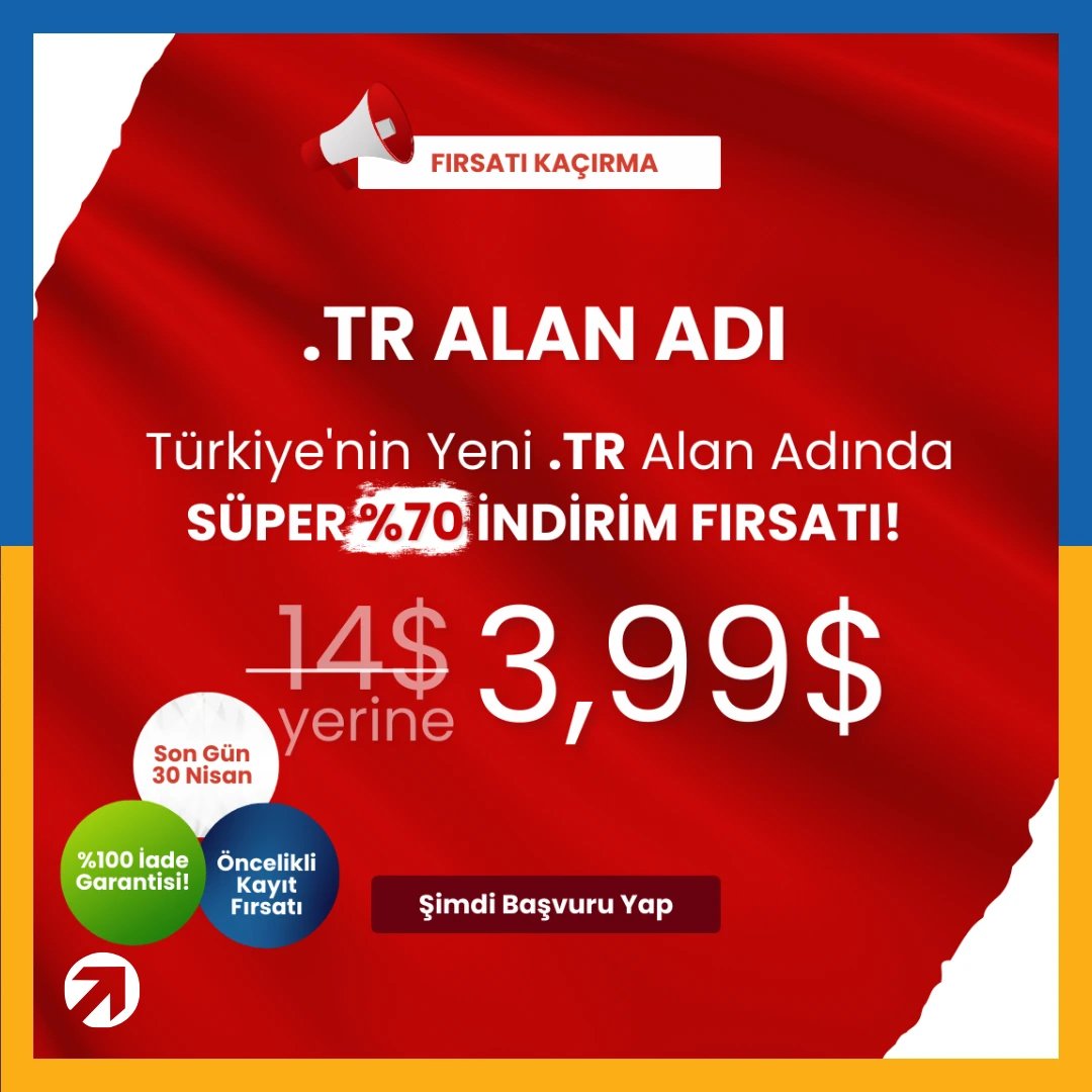 DorukNet's tweet image. 🌐 Türkiye'nin yeni alan adı .TR alan adında %70 indirim fırsatı başladı!
🍀 Şimdi ön sipariş oluştur, hayalindeki alan adının kayıt şansını arttır.

Ön sipariş oluşturmak için 👉 drk.link/tr-alan-adi-ba…

#DorukNet #alanadi #domain #com.tr