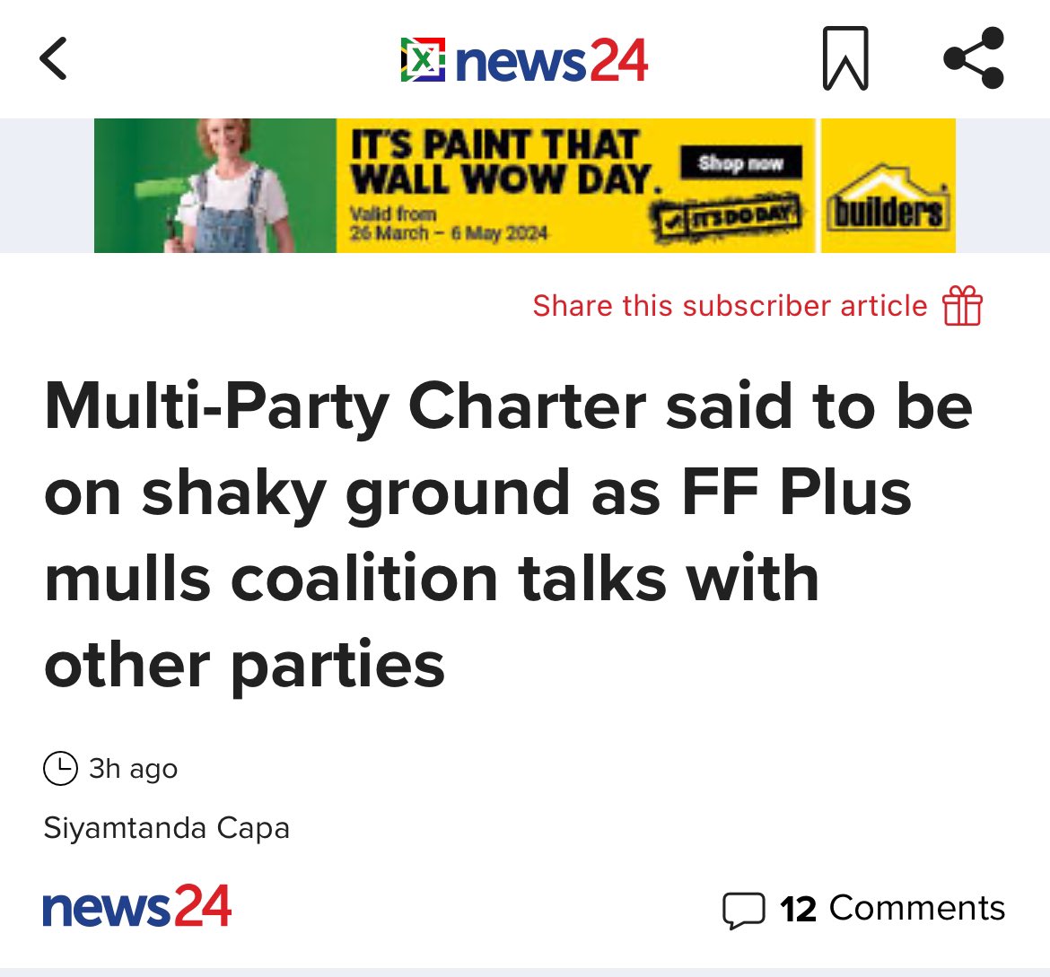It’s interesting that the FF Plus is considering a coalition with “other parties” shortly after they voted with the ANC in eThekwini this week to spend R25 million on new vehicles for the mayor and councillors. I wonder who those “other parties” could be?