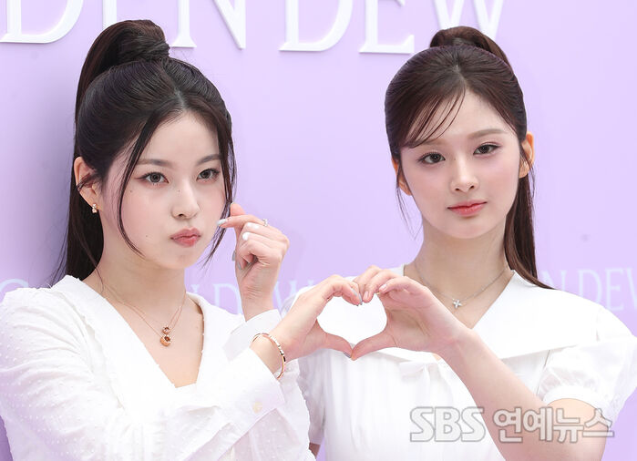 Sullyoon and Kyujin attending Golden Dew 35th Anniversary Collection Pop-Up Store Event in Seoul today 🤍