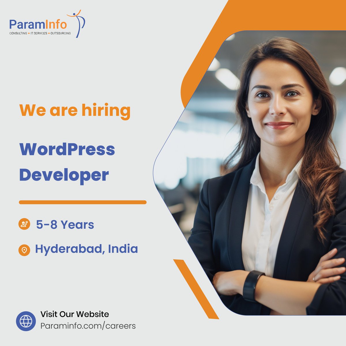 𝐉𝐨𝐛 𝐓𝐢𝐭𝐥𝐞: WordPress Developer 📢
𝐀𝐩𝐩𝐥𝐲 𝐍𝐨𝐰: bit.ly/3Uv4RvF 👈
𝐄𝐱𝐩𝐞𝐫𝐢𝐞𝐧𝐜𝐞: 5 - 8 Years
𝐋𝐨𝐜𝐚𝐭𝐢𝐨𝐧: Hyderabad, India

#ApplyNow #indiajobs #Hyderabad #WordpressDeveloper #css3 #HTML5 #javascript #css #bootstrap #recruitment #paraminfo