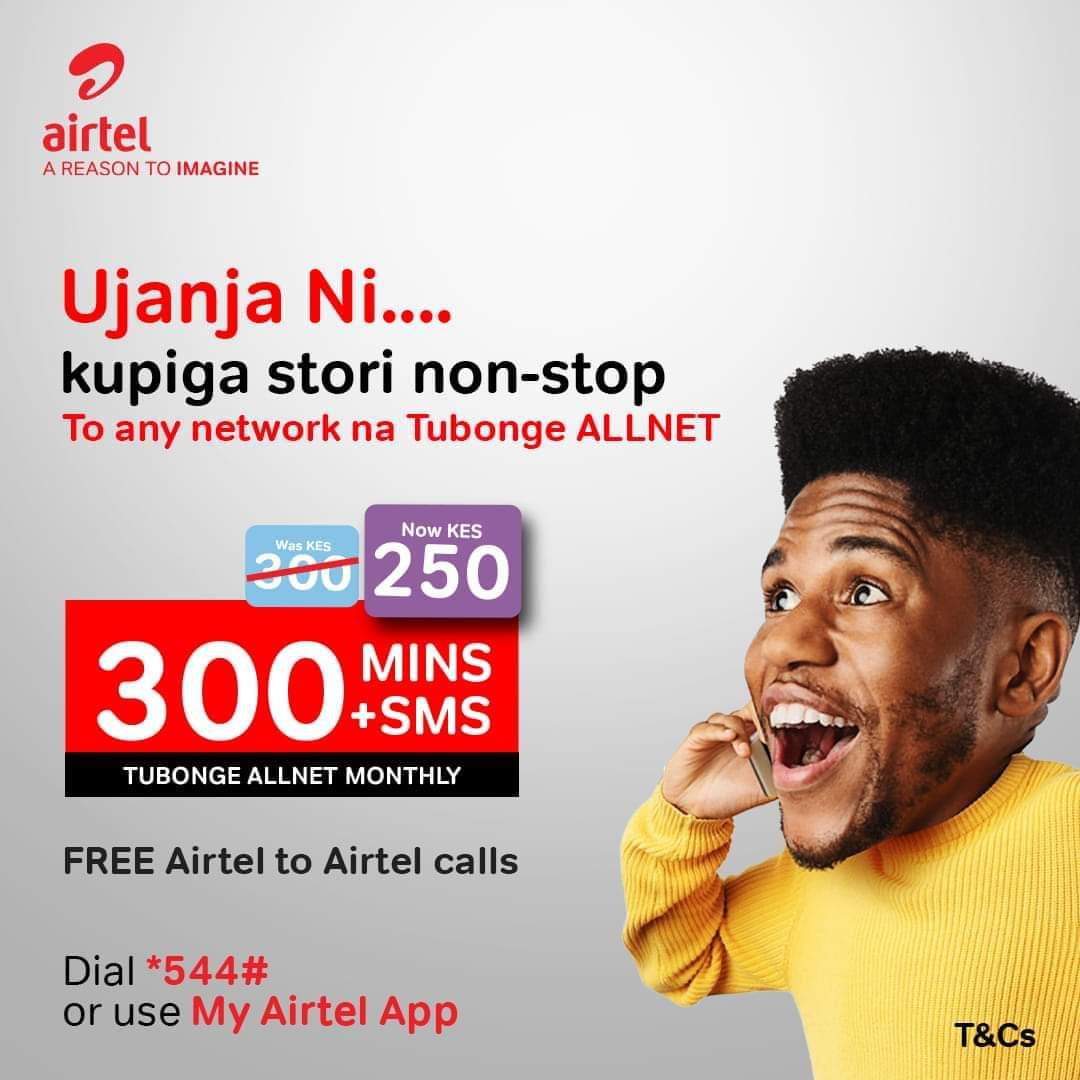 Piga story non-stop to any network na Tubonge ALLNET, just dial *544# or my Airtel app! #AirtelMoney