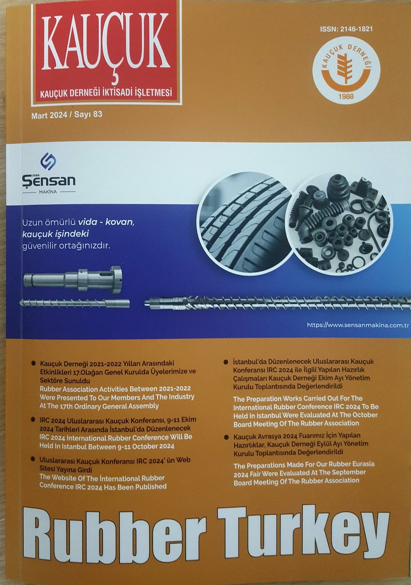 Geçtiğimiz hafta gerçekleşen Kauçuk Avrasya fuarında dağıtılan ve #Kauçuk Derneği'mizin yayın organı olan Kauçuk Dergisi'nin 83 sayısında, Kurucumuz Erdem MUTLU tarafından Derneğin organizasyonu ve himayelerinde verilen "Kauçukların Geri Dönüşümü" eğitimide yer almıştır.
#icarbon