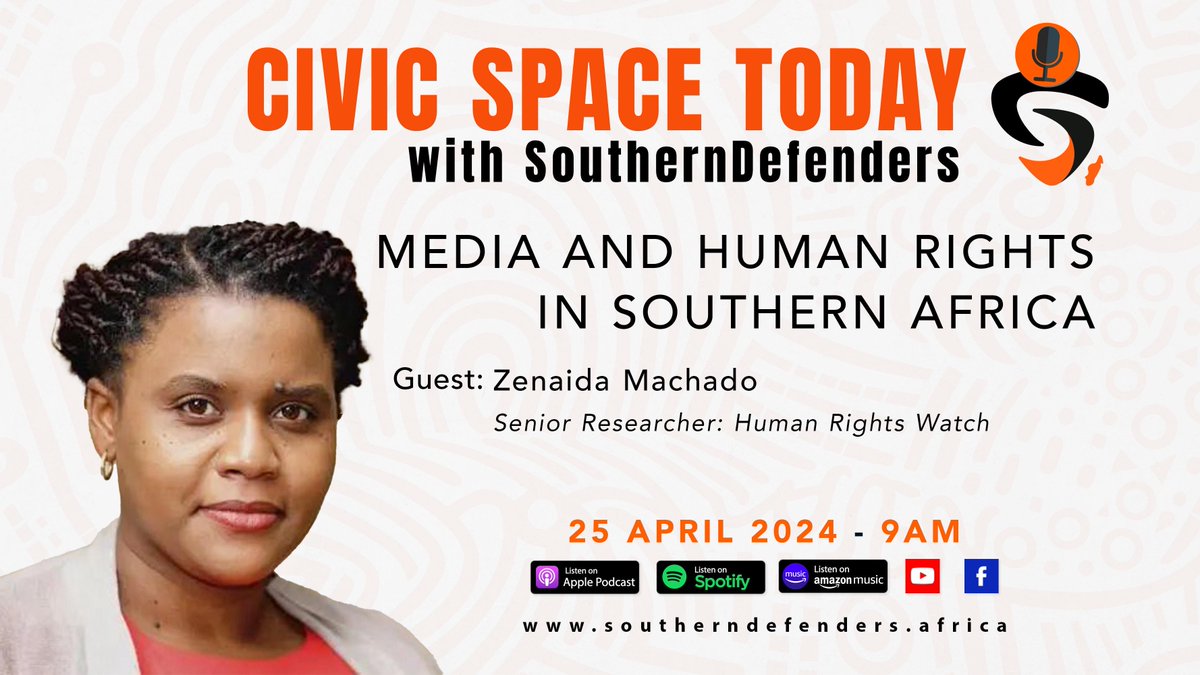 APRIL PODCAST ALERT🎙️ Dive deep into the intersection of media & human rights in Southern Africa with @zenaidamz, Senior Researcher at @hrw. Join us as we explore the vital role of mainstream and citizen journalism in defending human rights. Tune in for insights on the power of…