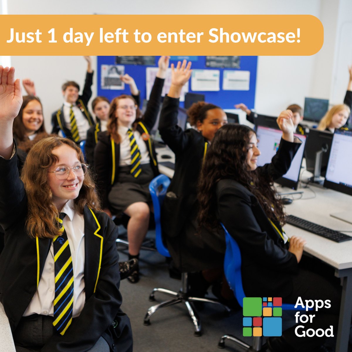 📣 FINAL CALL - SHOWCASE ENTRIES CLOSE TOMORROW! Entries to the 2024 Apps for Good Showcase close tomorrow, Fri 26th April. We're looking forward to receiving the final few and handing over to our judges! Good luck ⭐ #AfGShowcase Enter now: appsforgood.info/49gDpXl